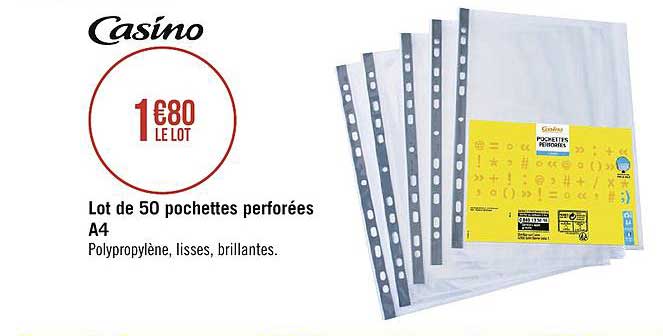 Lot De 50 Pochettets Perforées A4 Casino