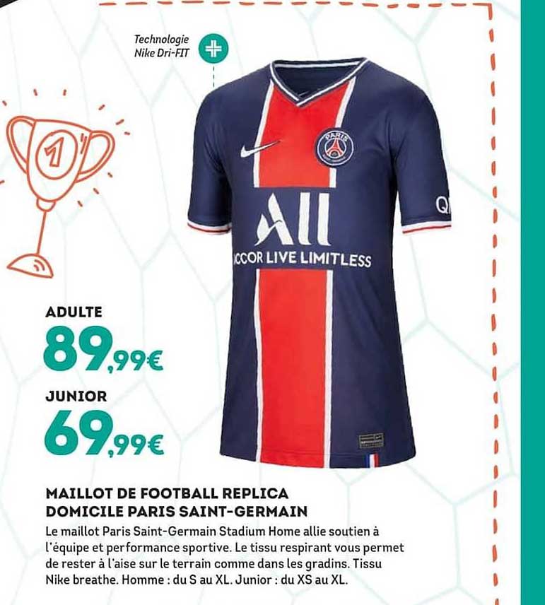 maillot de football replica domicile paris saint germain