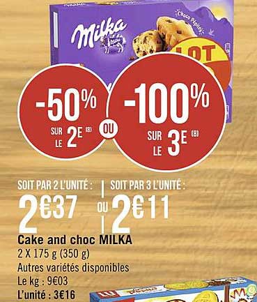 Milka Cake And Choc -50% Sur Le 2e Ou -100% Sur Le 3e