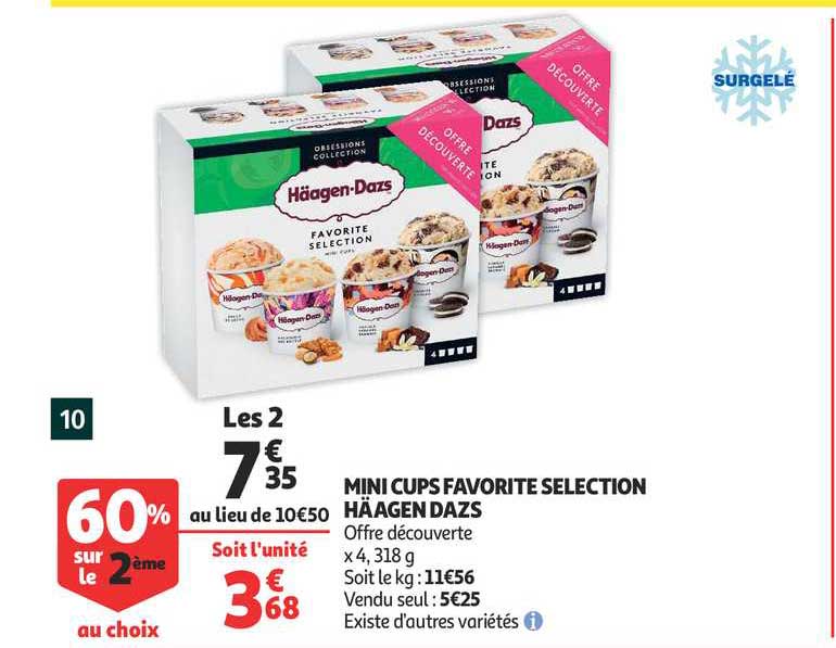 Mini Cups Favorite Selection Häagen Dazs 60% Sur Le 2e