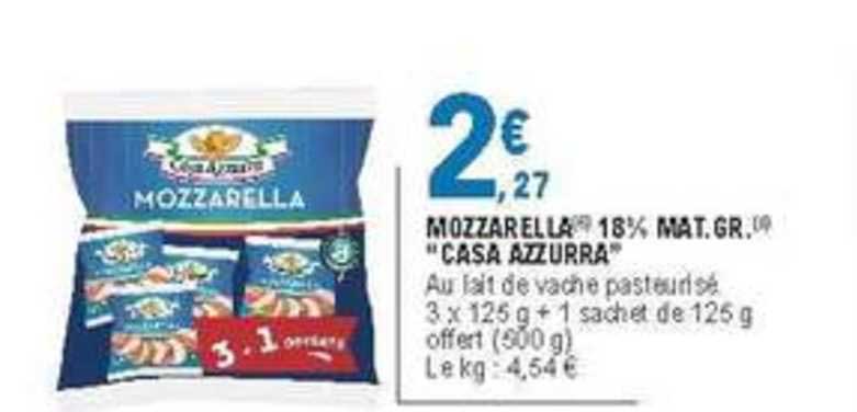 mozzarella 18% m.g. casa azzurra