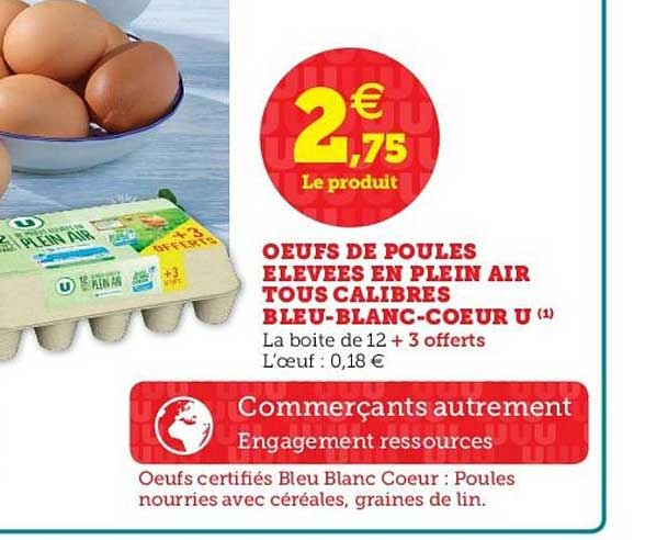oeufs de poules élevée en plein air tous calibres bleu blanc coeur u