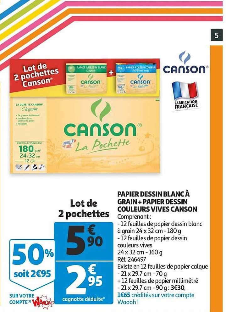 papier dessin blanc à grain + papier dessin couleurs vives canson