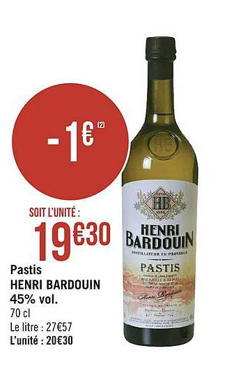pastis henri bardouin 45% vol.