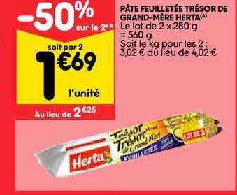 pâte feuilletée trésor de grand mère herta -50% sur le 2e