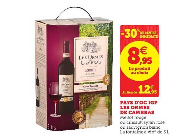 pays d oc igp les ormes de cambras -30% de remise immédiate