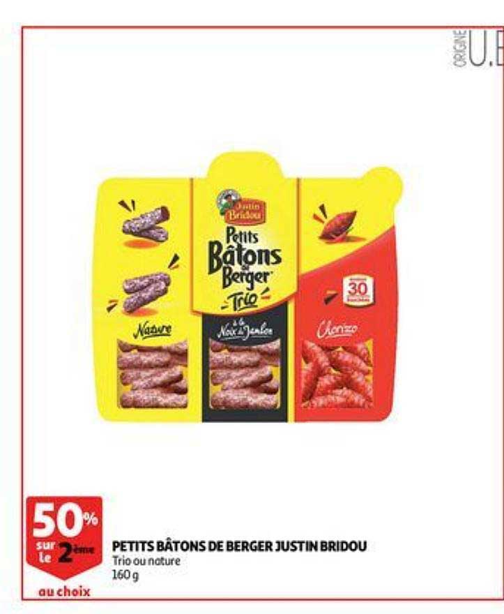 petits bâtons de berger justin bridou 50% sur le 2e
