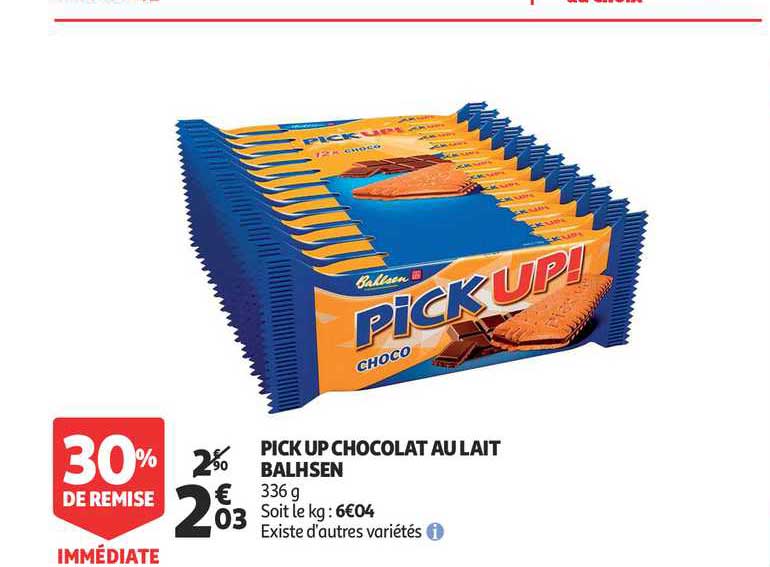 pick up chocolat au lait balhsen  30% de remise immédiate