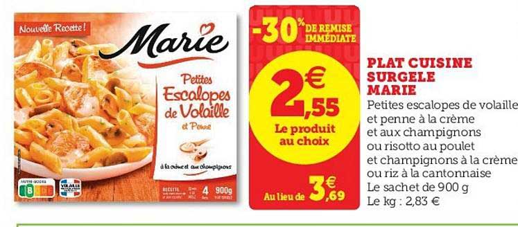 Plat Cuisiné Surgelé Marie  -30% De Remise Immédiate