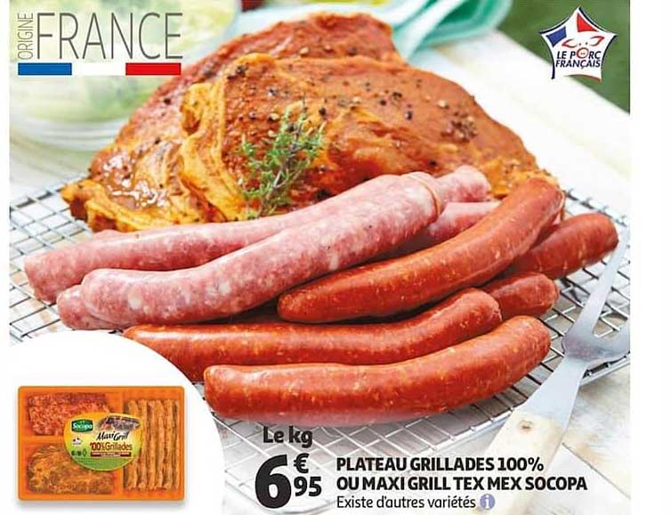 plateau grillades 100% ou maxi grill tex mex socopa