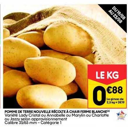 pomme de terre nouvelle récolte à chair ferme blanche