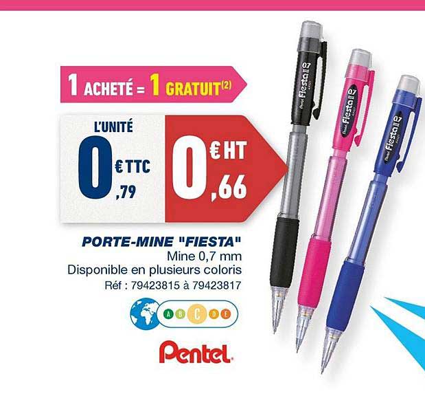 porte mine fiesta pentel  1 acheté = 1 gratuit