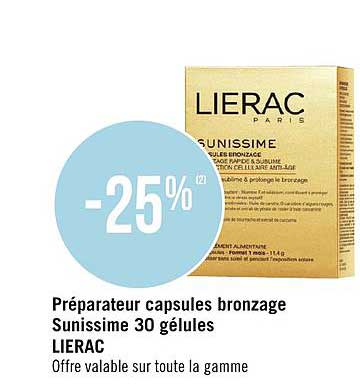 préparateur capsules bronzage lierac sunissime 30 gélules
