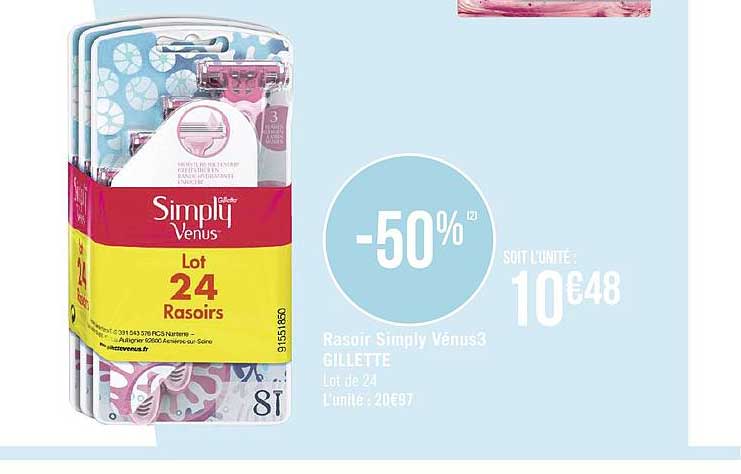 rasoir simply vénus3 gillette