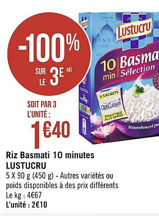 riz basmati 10 minutes lustucru -100% sur le 3e