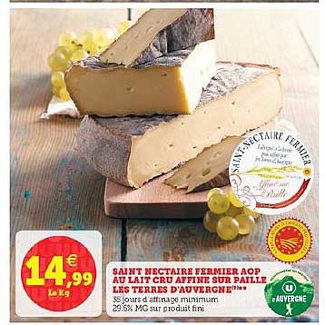 saint nectaire fermier aop au lait cru affiné sur paille les terres d auvergne