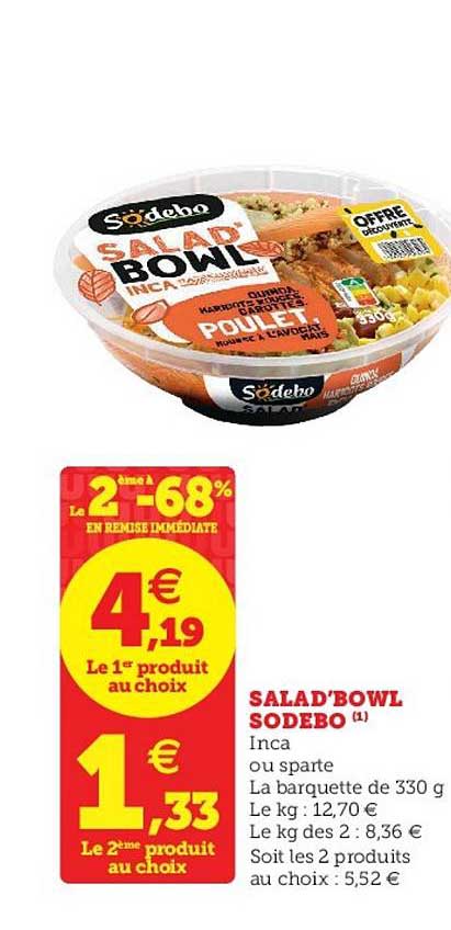 salad bowl sodebo -68% de remise immédiate