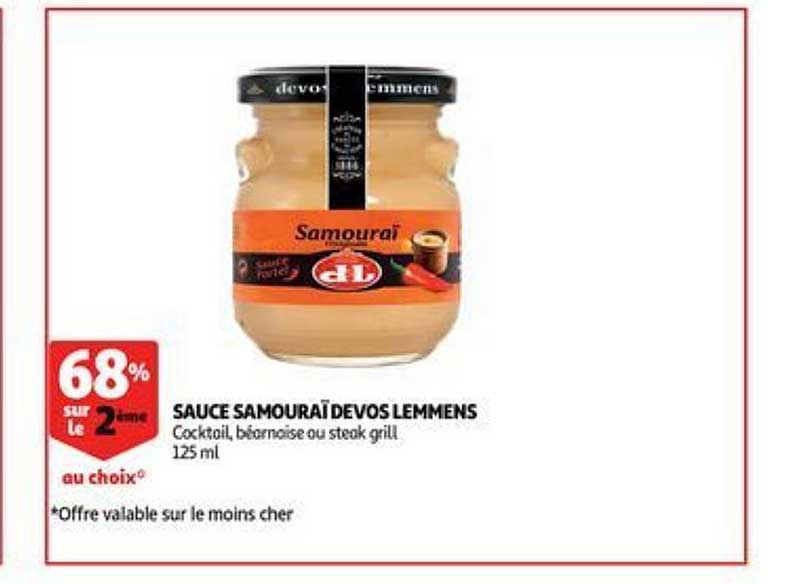 sauce samouraï devos lemmens 68% sur le 2e