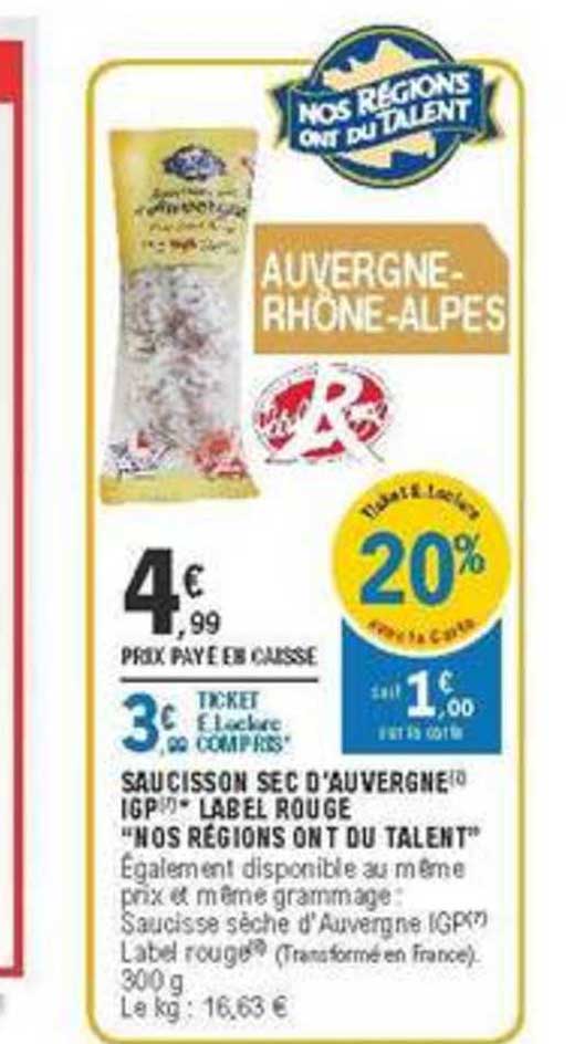 saucisson sec d'auvergne igp label rouge nos régions ont du talent