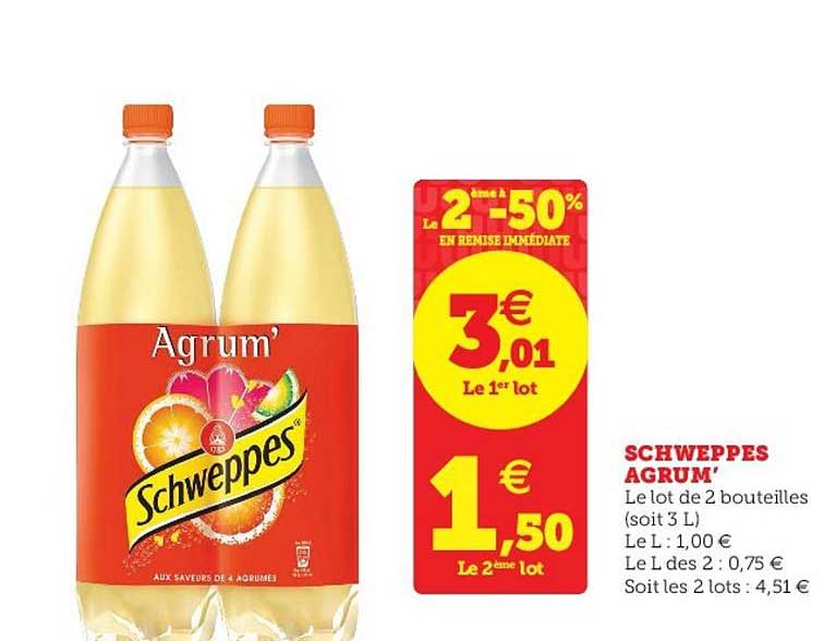 schweppes agrum -50% de remise immédiate