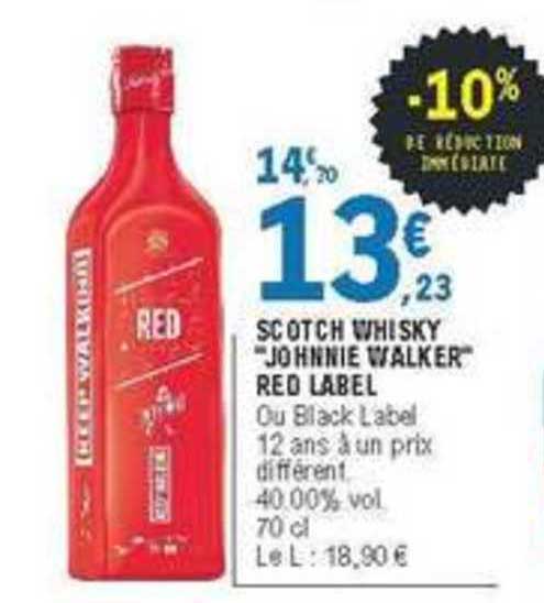 scotch whisky johnnie walker red label -10% de remise immédiate