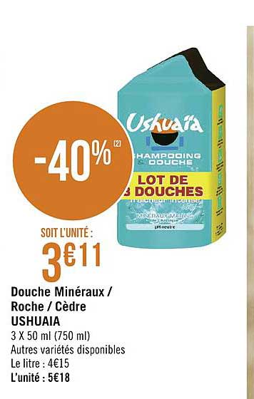 shampooing douche minéraux roche cèdre ushuaia