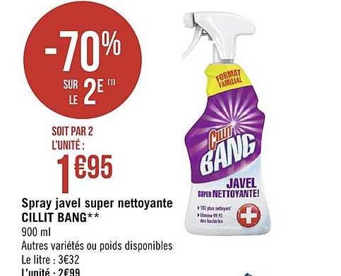 spray javel super nettoyante cillit bang -70% sur le 2e