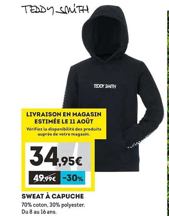 sweat à capuche teddy smith