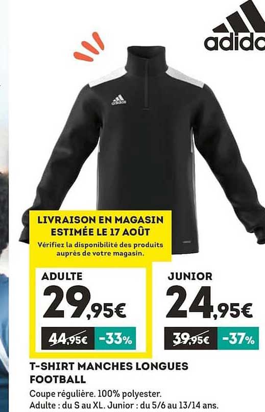t shirt manches longues football adidas