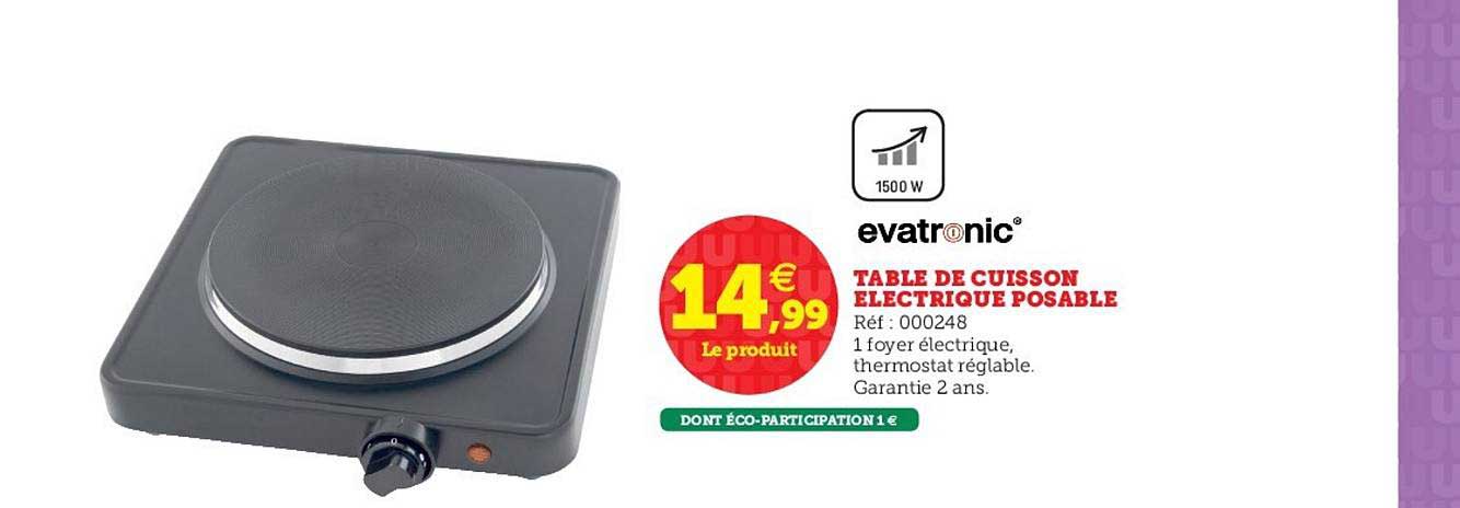 Table De Cuisson électrique Posable Evatronic