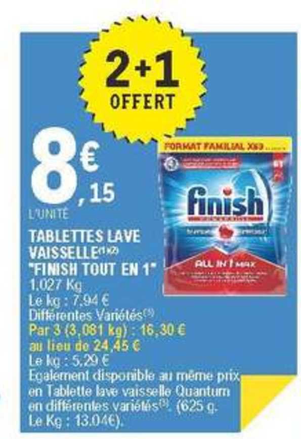 tablettes lave vaisselle finish tout en 1 2+1 offert