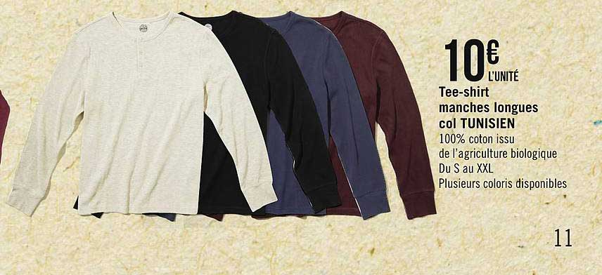 Tee Shirt Manches Longues Col Tunisien