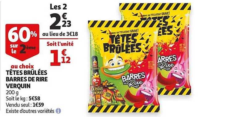 têtes brûlées barres de rire verquin 60% sur le 2e
