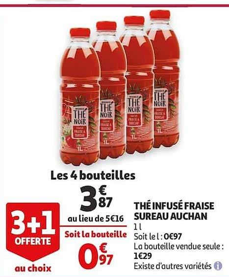 thé infusé fraise sureau auchan 3+1 offerte