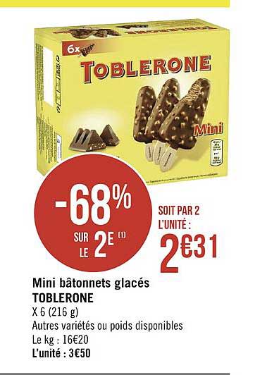 Toblerone Mini Bâtonnets Glacés -68% Sur Le 2e