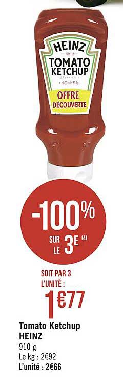 tomato ketchup heinz -100% sur le 3e