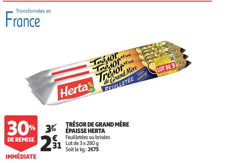 trésor de grand mère feuilletée épaisse herta  30% de remise immédiate