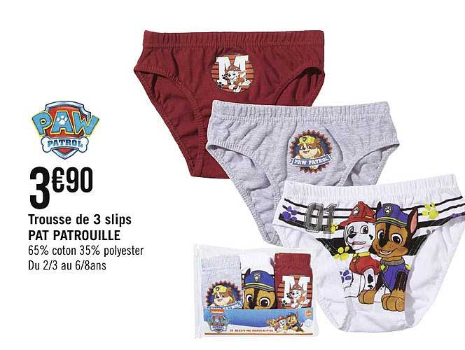 Trousse De 3 Slips Pat Patrouille