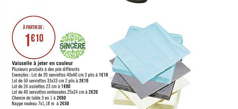 vaisselle à jeter en couleur sincère