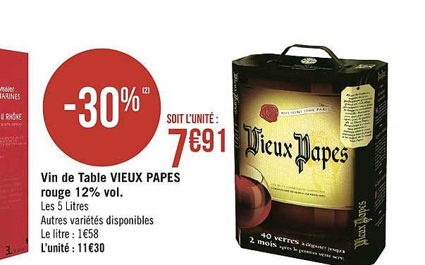 vin de table vieux papes rouge 12% vol.