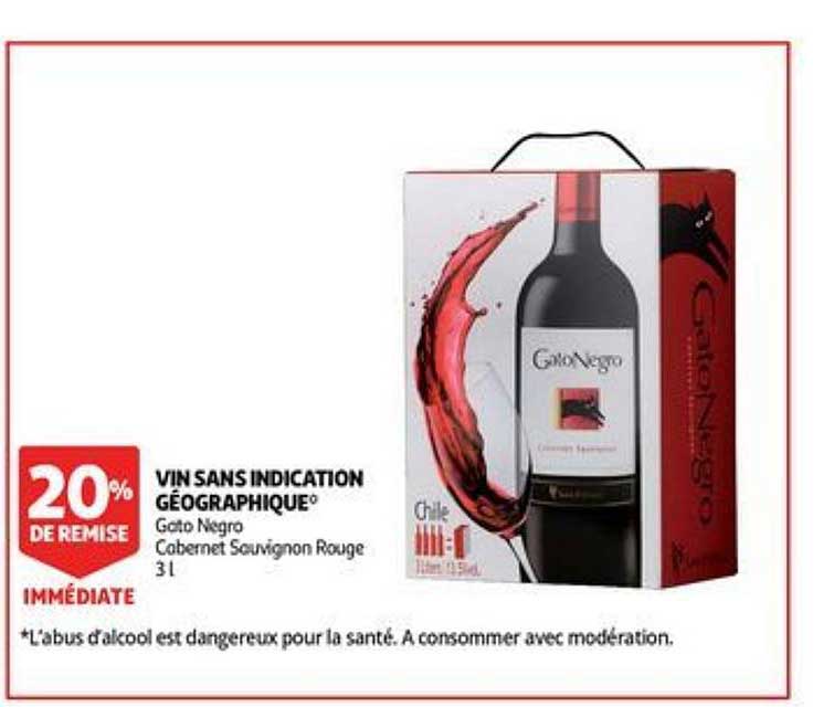 vin sans indication géographique gato negro 20% de remise immédiate