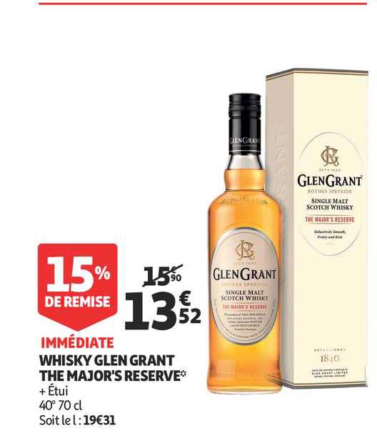 whisky glen grant the major s reserve 15% de remise immédiate