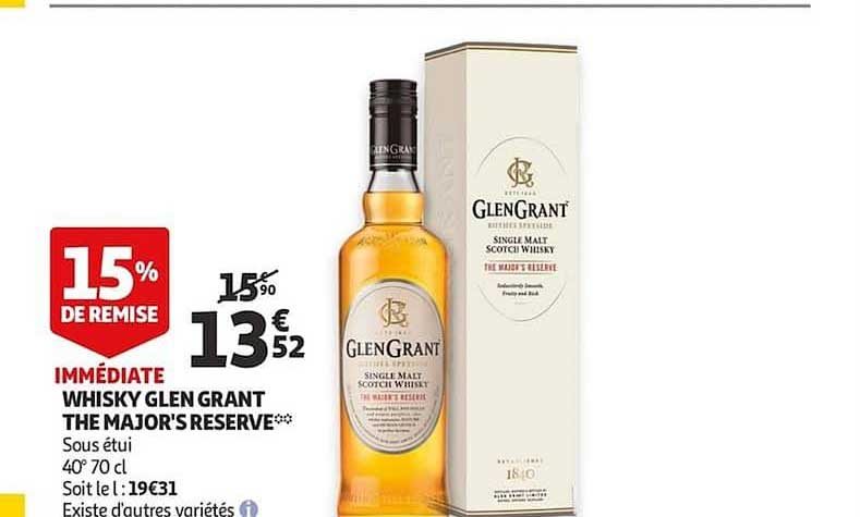 whisky glen grant the major s reserve 15% de remise immédiate