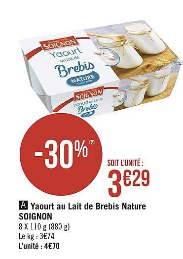 Yaourt Au Lait De Brebis Soignon Nature