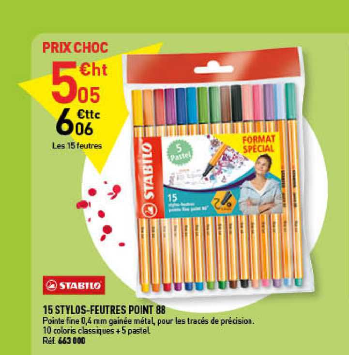 15 stylos-feutres point 88 stabilo