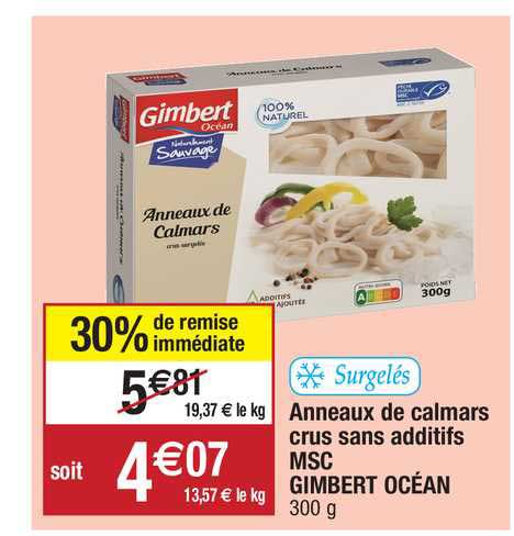 anneaux de calmars crus sans additifs msc gimbert océan