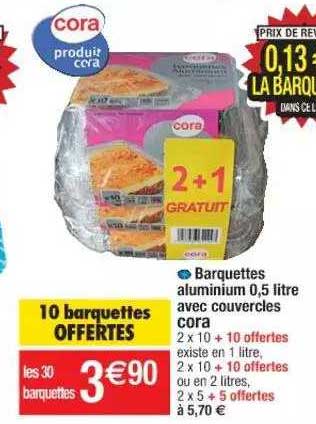 barquettes aluminium 0,5 litre avec couvercles cora