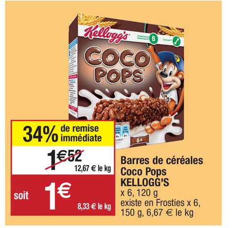 Barres De Céréales Coco Pops Kellogg's