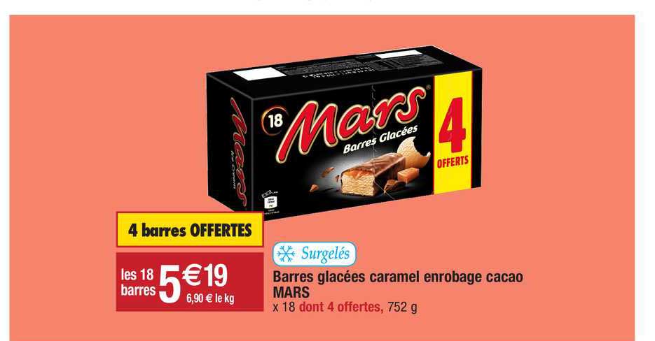 barres glacées caramel enrobage cacao mars