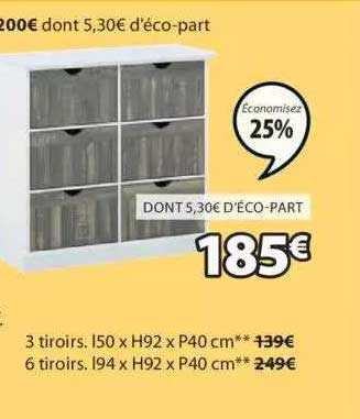 commode orlando 3 tiroirs, 6 tiroirs